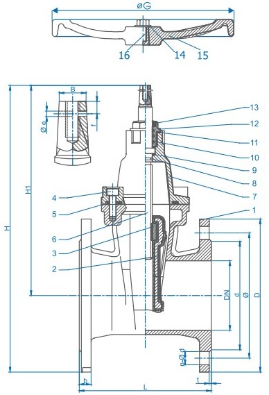 Чертеж задвижки DOMEX F4